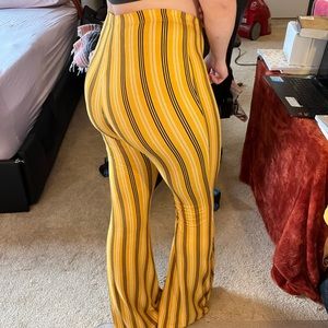 Yellow striped flared pants